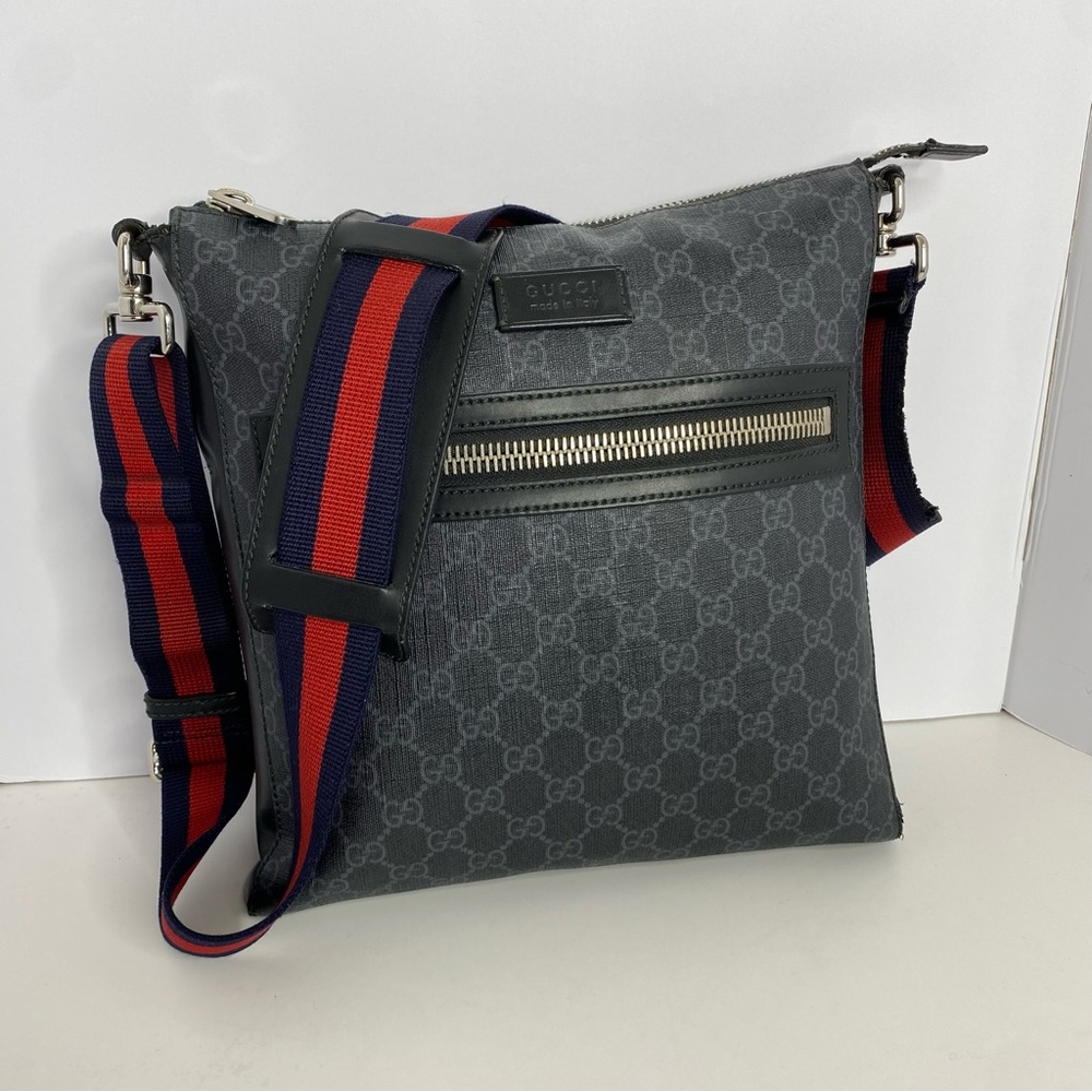 🔥Auth Gucci Supreme Shoulder Crossbody Bag GG PVC Leather
